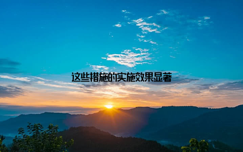 这些措施的实施效果显著