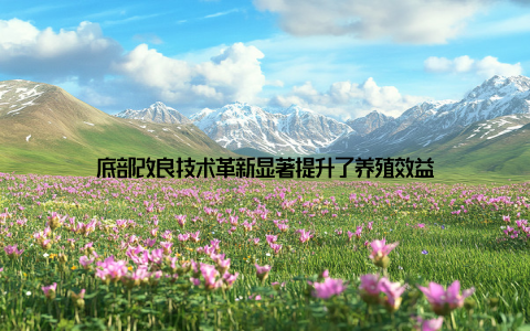 底部改良技术革新显著提升了养殖效益
